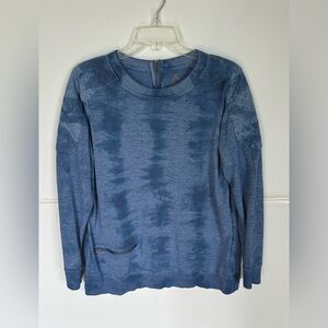 Ruffhewn woman’s LS blue tye dye shirt with pocket on front, zipper in back. XL